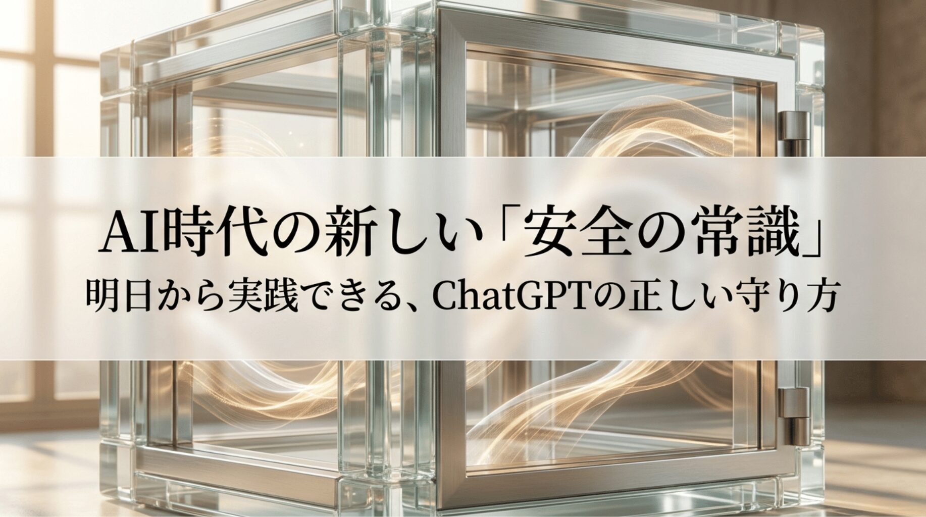 AI時代の新しい安全の常識として、ChatGPTを正しく守りながら活用する考え方を示したタイトルスライド。